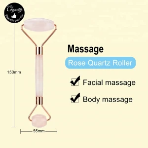 Natural Anti-aging Jade Rose Quartz  Roller Massager Pink Jade Roller &amp; Gua Sha Tools Jade Roller Massager