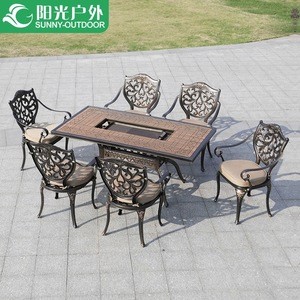 New cast aluminum outdoor furniture cookware set garden aluminum dining set