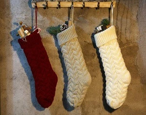 New christmas decorations knitted Christmas stockings woolen socks children&#39;s gift bag