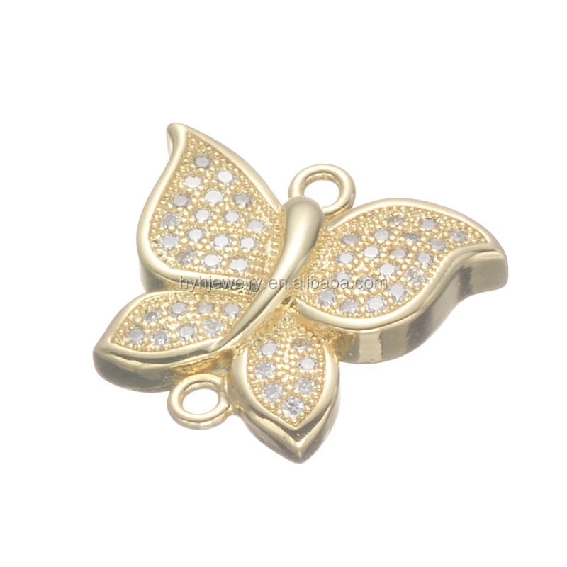 New Cute Butterfly Shape Jewelry Parts CZ Bracelet Charms Findings &amp; Components