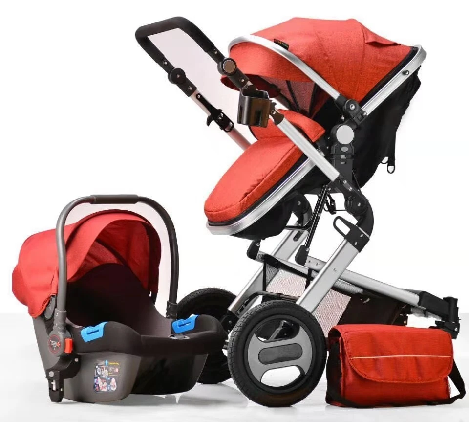 new design luxury high view 4 wheels baby stroller pram with carrycot