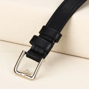 New Fashion Hollow Out Style Black Faux Leather Ladies Waist Women PU Belt