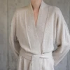 New Fashion Plain knit solid color men cashmere robe mid-length coat
