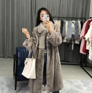 New Fashion Real Mink Fur Womens Long Mink Real Fur Coat Women