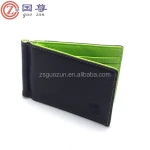 New Mens Wallet Korea Slim Black Leather Spring Money Clip Holder Purse Money Clip