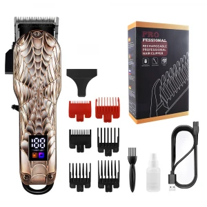 New Model Rechargebale Hair Clippers Skeleton Spider-web Professional Hair Trimmer LCD Display Men Hair Clipper