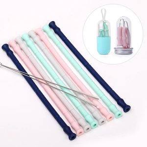 New Product Ideas Portable Eco Friendly  Collapsible Silicone Drinking  Reusable Straw Supplier