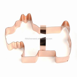 New series pet dog shape with handle stainless steel copper plate dog cookie cutter