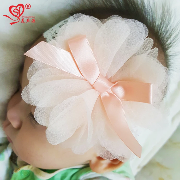 new style 4.5&quot; Chiffon Flower Baby Hairband With Elastic Lace Hairband