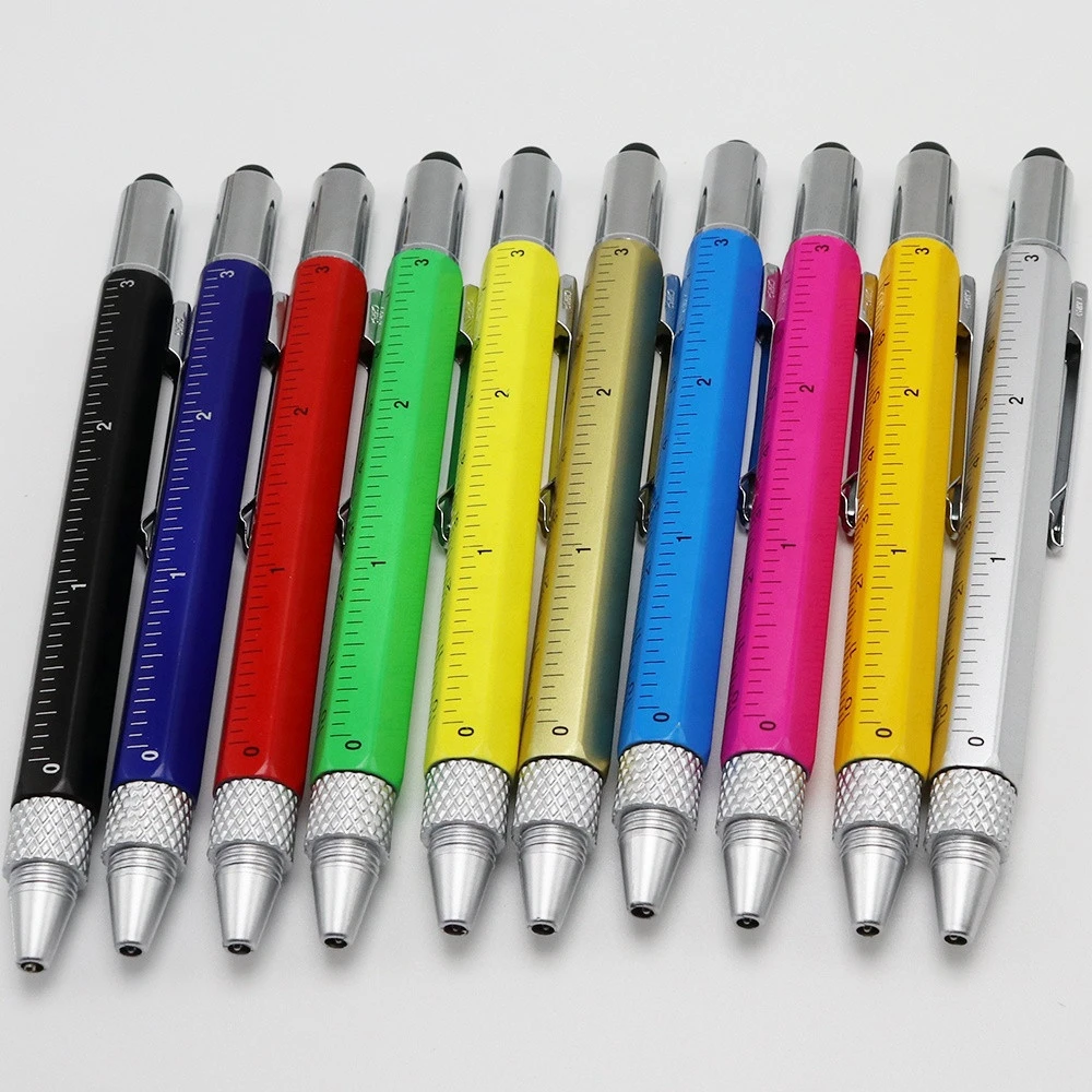 New style multi function Roller  pen ruler plastic Screwdriver touch ballpoint pens ink  with ruler and leveler