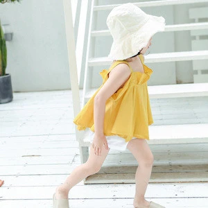 Newest spring design girls frock t shirt, spaghetti strap kids dress style t shirt pictures