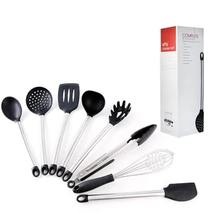 Nonstick Utensils Cooking Tools  Black silicone 8 piece kitchen utensil set