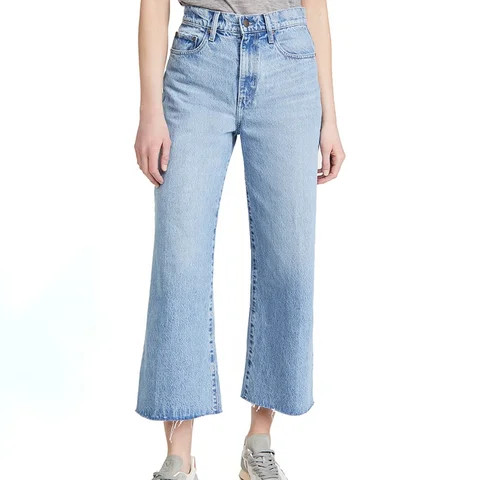 OEM comfortable mid waist bell bottoms denim pants ankle solid flare womens jean