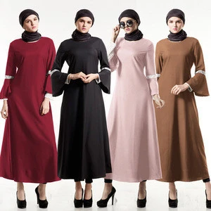 OEM Design Woman Lace Muslim Kaftan Dress Long Sleeve Islamic Abaya