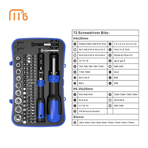 OEM ODM Precision Hand Tools 76 in 1 Screwdriver Set with 72pcs Screwdrivers Bits Magnetic Home Portable Repair Tool