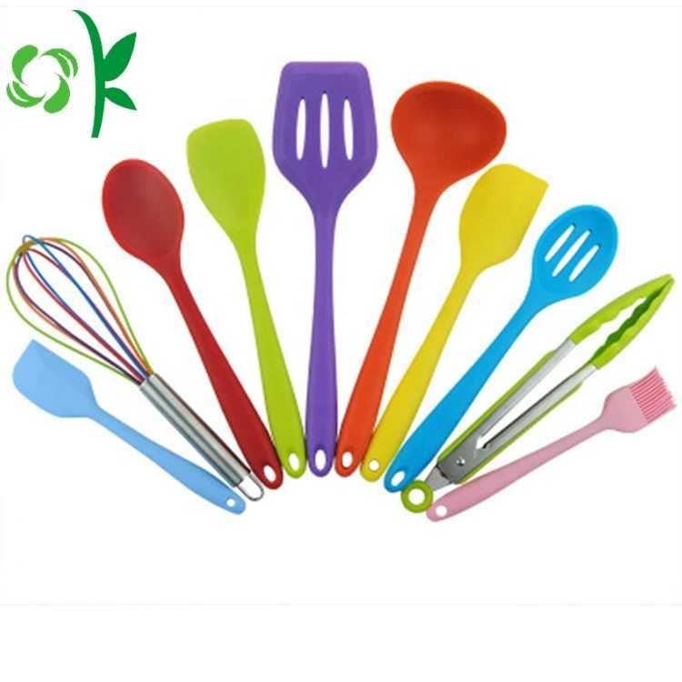OKSILICONE Hot Sale Non-stick Heat Resistant Silicone Cookware with Stainless Steel Handle BPA-Free Cookware Kitchen Tools Set