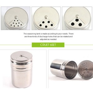 Outdoor Camping Cooking Apothecary Jars Spice Jar Seasoning Pot Stainless Steel Adjustable Size Port Rotate BBQ Shakers