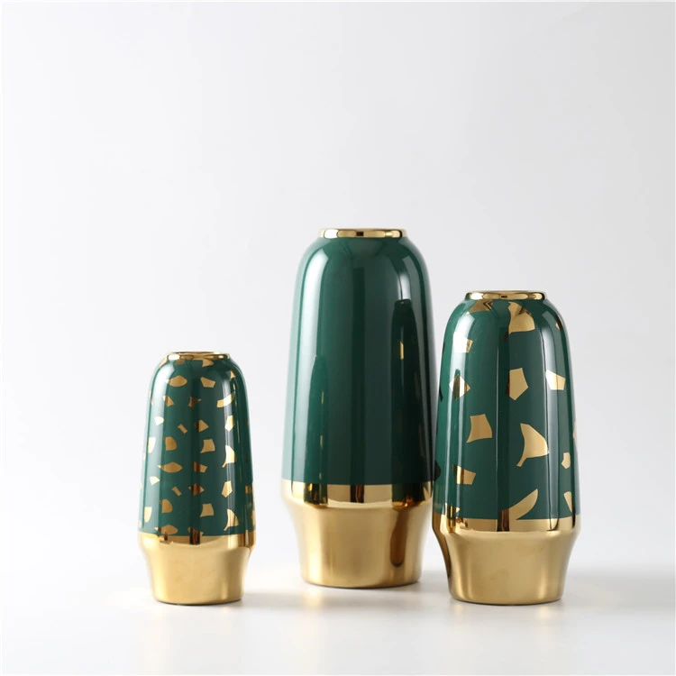 Personalized cheap custom logo gorgeous style home decor gold ceramic vase porcelain vases