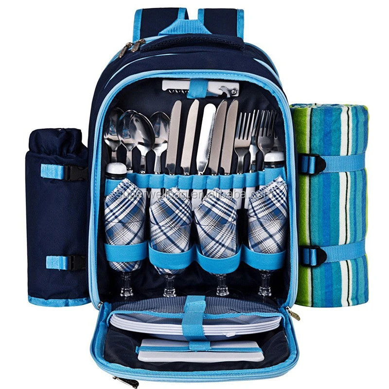 Picnic Backpack Bag for 4 With Cooler Compartment