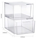 Plastic Cosmetic Storage boxes  Stackable  acrylic lucite clear makeup organizer with drawers