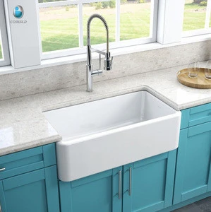 Popular design big size white solid surface kitchen sink
