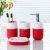 Porcelain toothbrush holder cup and soap dish bathroom accessories set with silicone sleeve for easy grip