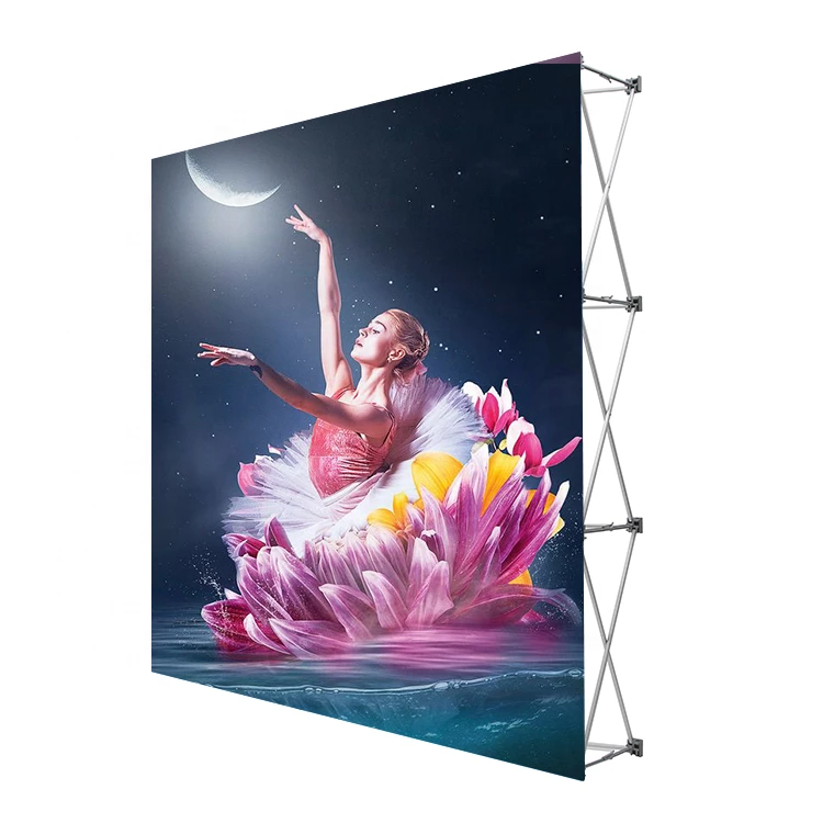 Portable trade show tension fabric foldable advertising pop up display wall