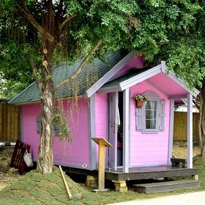 Prefabricated easy to install kid&#39;s timber cubby house playhouse mobile small outdoor garden wooden children play house for kids