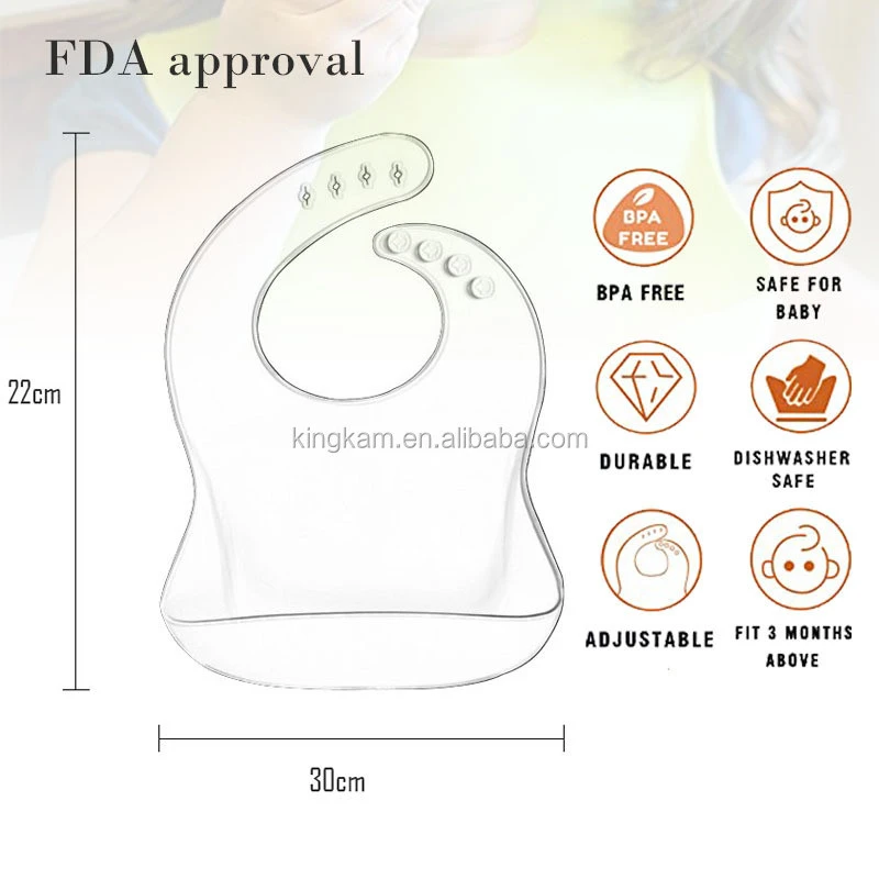 Professional factory various colors comfortable adjustable soft silicone waterproof baby bib
