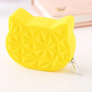 Promotional Molded Cute Animal Shape Geometric Keychain Organizer Waterproof Cat Mini Silicone Rubber Dollar Store Coin Purse