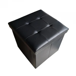 PVC Leather  MDF Board Strong Collapsible  Easy Cleaning Ottoman Stool Seat Storage Box Collapsible Upholstered Footrest Storage