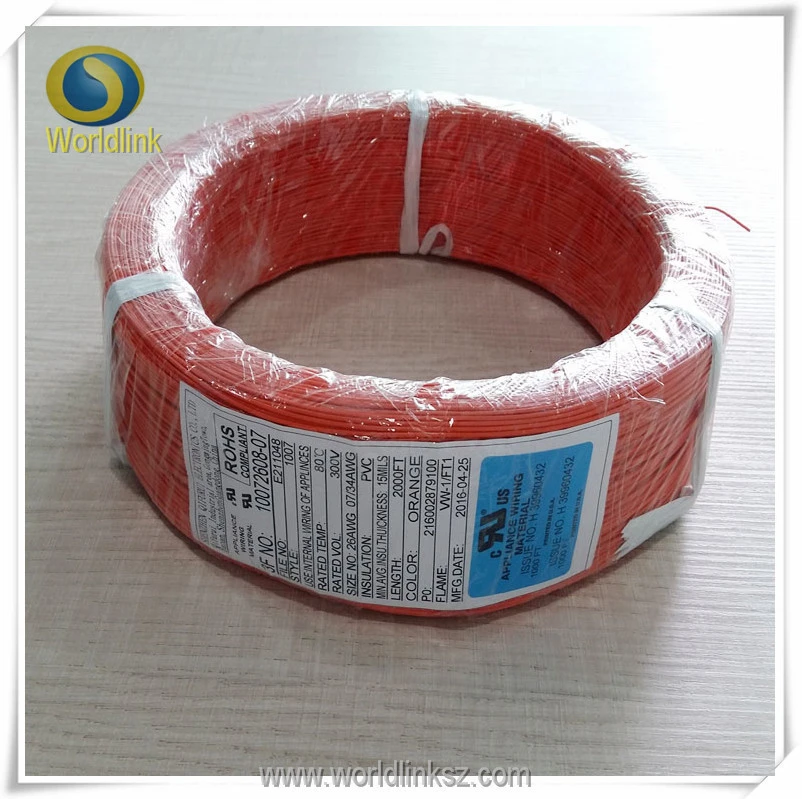 PVC wires copper UL 1007 20AWG electrical cables and