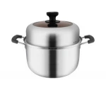 QZQ Brand Stainless Steel Soup Pot Double Bottom Food Cake Steamer Model#PZT22S-F/PZT24S-F