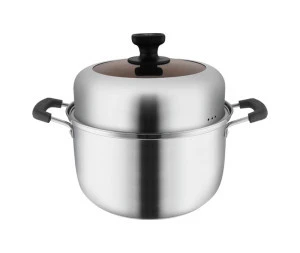 QZQ Brand Stainless Steel Soup Pot Double Bottom Food Cake Steamer Model#PZT22S-F/PZT24S-F