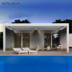 Remote Control Aluminum Swimming Pool Roof Cover Louvered With Side Blind