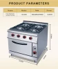 Restaurant Equipment Gas Range Gas Cooker 4 Burners with Electric Oven