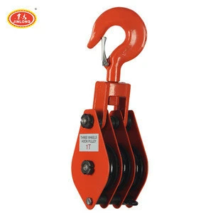 retractable three-wheel triple pulley snatch block for steel cable wire rope