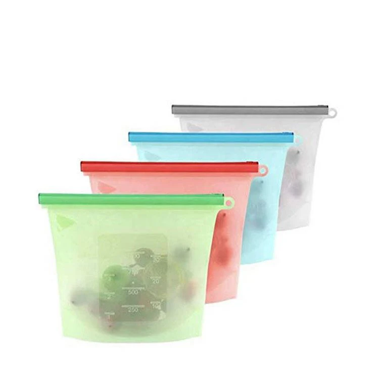 Reusable eco friendly heat seal food fruit fresh silicone storage bags set