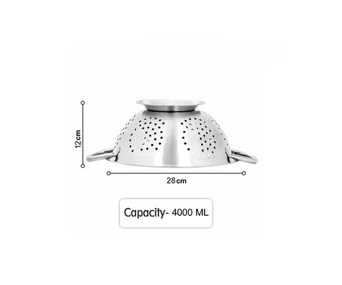 Round Shape Drainer Strainer Metal Colander 3 Litre Vegetable Kitchen Food Strainer Basket Stainless Steel Colander Pot