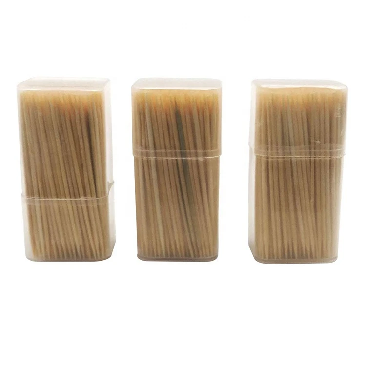 Round Wooden Toothpick 3 Portable Dispensers with 350 Pieces Tooth Picks Per Holder (3 Tubs of 350 pieces)