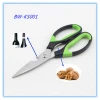 Rubber Handle Multifunction Kitchen Scissors with Bottle Opener