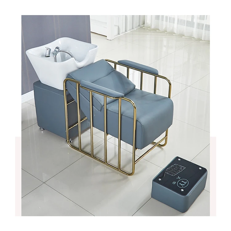 Salon Washing Basin Bowl Shampoo Chair Used Sink Hair Backwash Unit Professional Ceramic Wash Body Kneading Massage Bed And