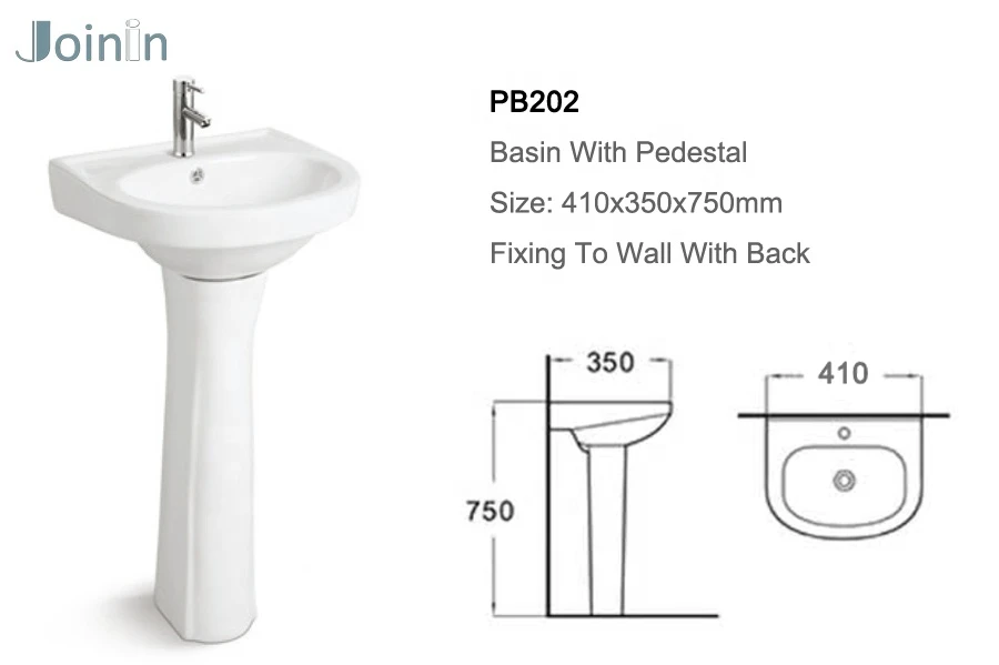 Sanitary Ware round shape bathroom ceramic pedestal wash basin sink (PB202)