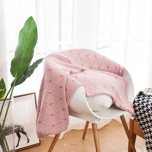 Savvy deco Bed knit Delicacy Light Pink Geometrical Knitted Blankets and Throws for Bed