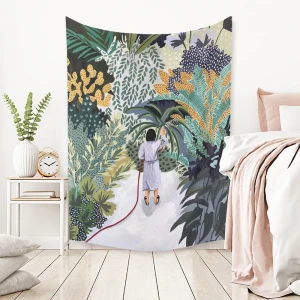 Savvydeco Wholesale Tropical Forest Tapestry Wall Hanging Art Green Palm Tree Tapestry Blanket Home Decor