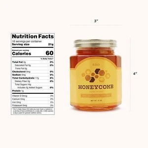 SB Organics Honeycomb Jar - 12 oz Jar of Premium California Sage Raw Unfiltered Non-GMO Kosher Honey Comb