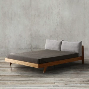 Scandinavian youth bedroom furniture cherry wooden low bed