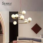 Seable Wholesale modern glass golden luxury indoor led chandeliers pendant light