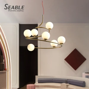 Seable Wholesale modern glass golden luxury indoor led chandeliers pendant light