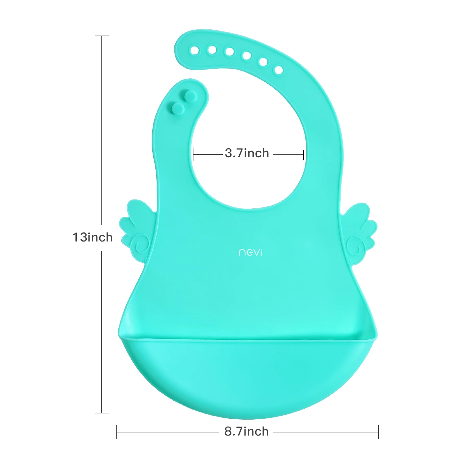 Six Adjustable Levels Hook And Loop Food Grade Baby Silicone Waterproof Bib